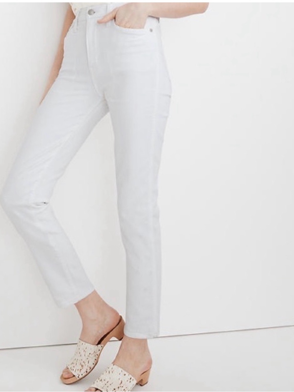 Madewell stovepipe jeans pure white